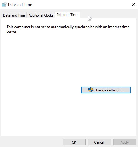 date and time tab internet time