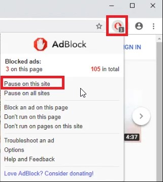 Pause on this site Ad Blockers