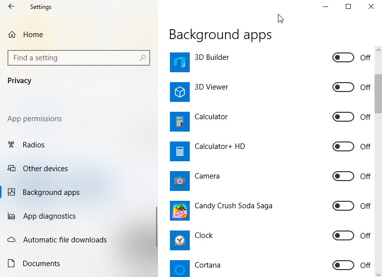 background apps