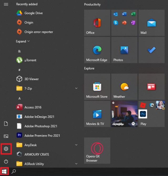 ikon windows settings