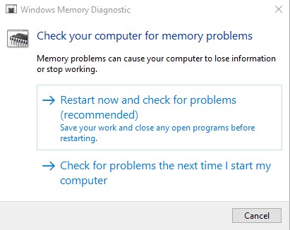 check your computer for memory problem