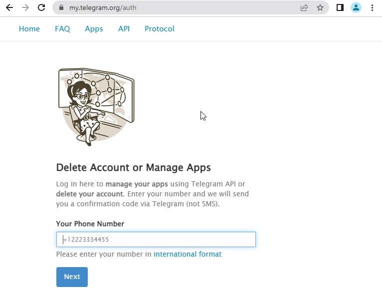 delete account or manage apps