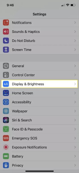 display & brightness iphone