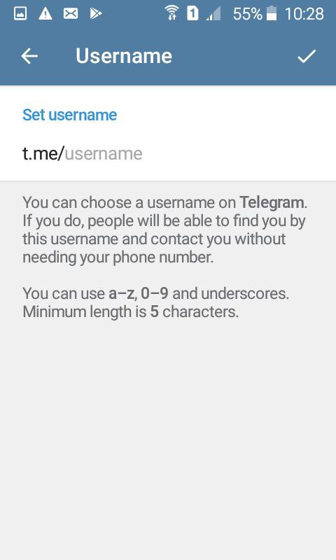 isi username telegram