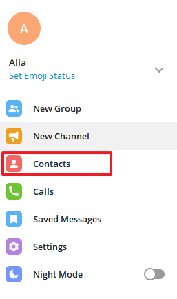 telegram contacts icon di desktop