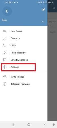 telegram settings di android