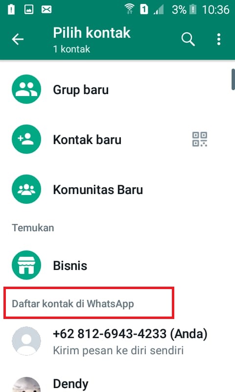 daftar kontak whatsapp