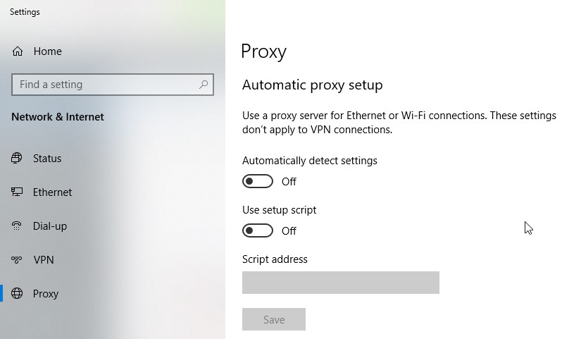 proxy automatic proxy setup