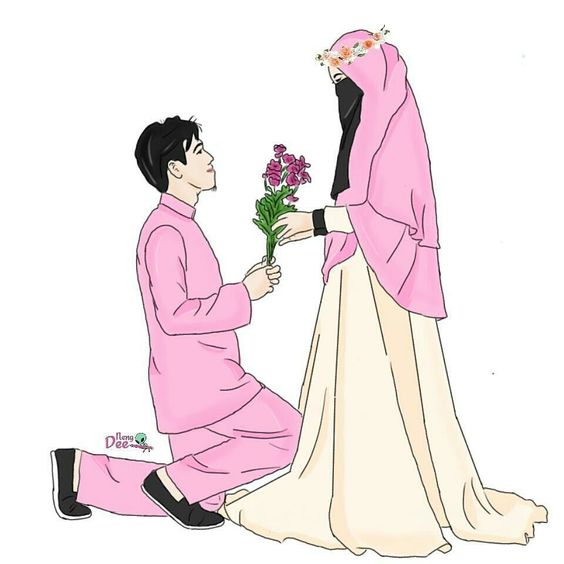Gambar Kartun Muslimah Couple Romantis 2