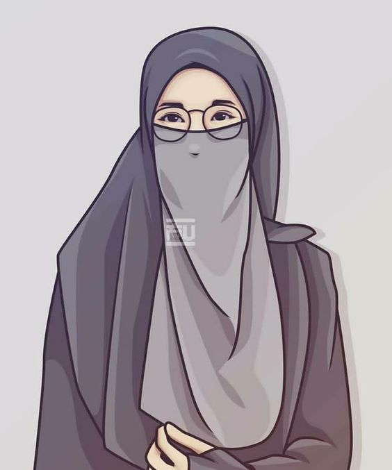 Gambar Kartun Muslimah Bercadar dan Berkacamata 3