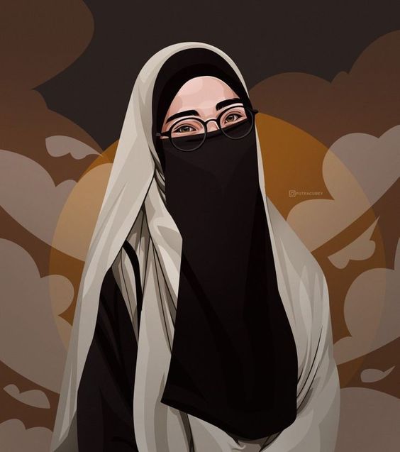 Gambar Kartun Muslimah Bercadar dan Berkacamata 7